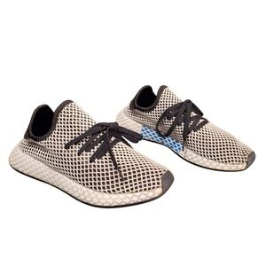 Adidas Deerupt Runner Mesh Sneakers M7.5 /W9‎ White Black Blue Athletic Shoes
